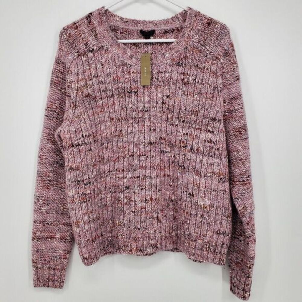 J. Crew Collection Marled Wide Rib Knit Sweater Wool Alpaca Silk Medium E2290 A2